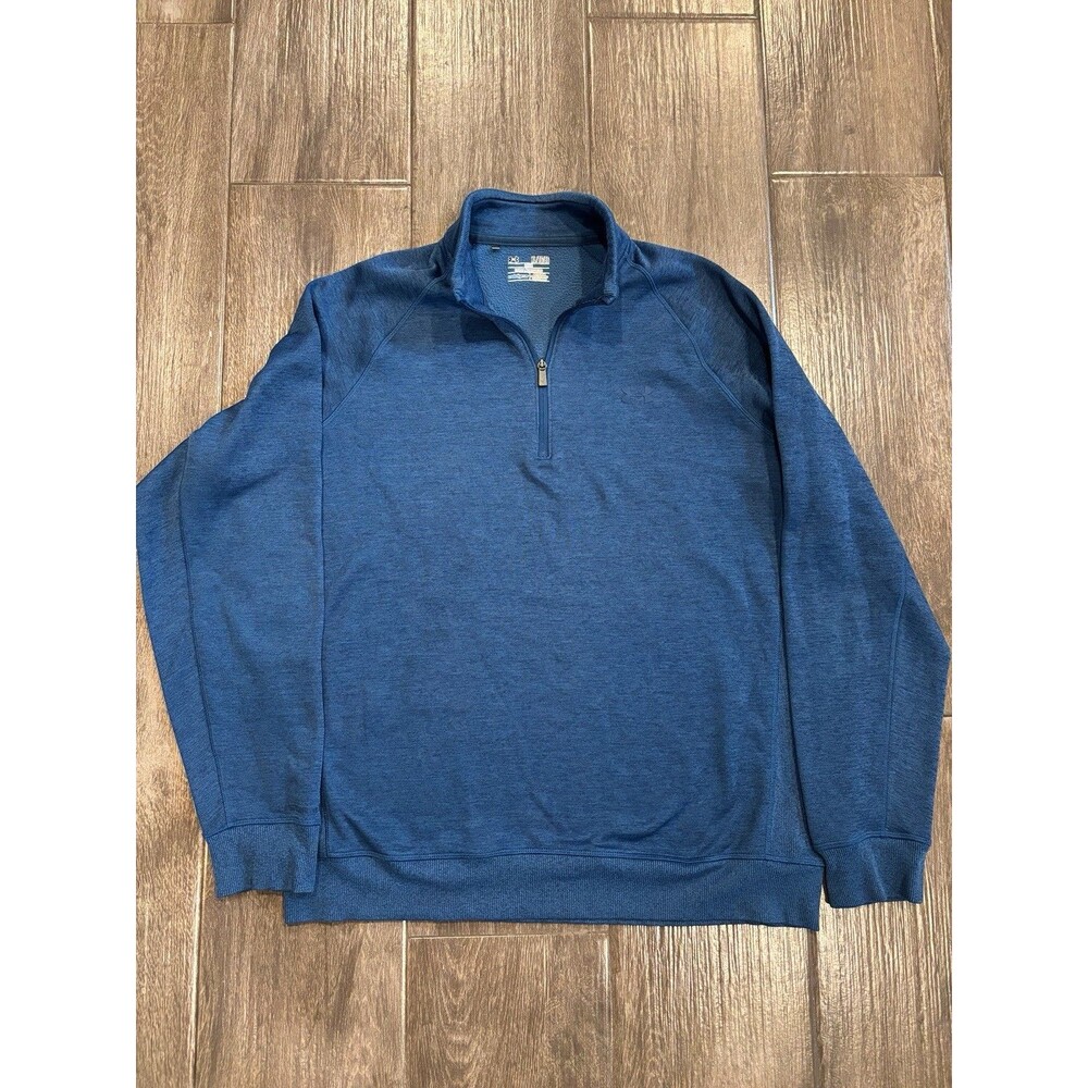 Under armor Men’s 1/2 Zip Blue Pullover Sweatshirt With Logo EUC Size‎ XL